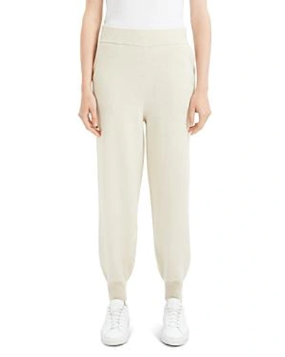 Theory Wool & Cashmere Jogger Trousers In Cream