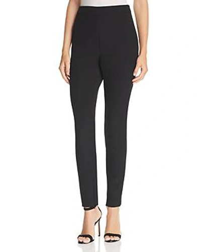 St John Bella Double-weave Cropped Leggings W/ Ankle Zippers In Caviar