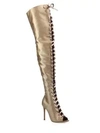GIANVITO ROSSI MARIE SATIN LACE-UP PEEP-TOE OVER-THE-KNEE BOOTS,0400096495610
