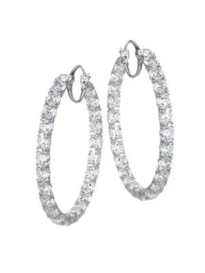 Adriana Orsini Cubic Zirconia Hoop Earrings In Rhodium