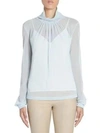 VICTORIA BECKHAM Sheer Gathered Cowlneck Top