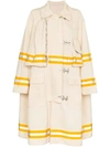 CALVIN KLEIN 205W39NYC CALVIN KLEIN 205W39NYC OVERSIZED CONTRAST PARKA COTTON AND LEATHER COAT - NEUTRALS