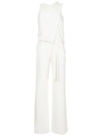Halston Heritage 裹身设计连身长裤 - 白色 In White