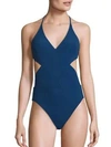 TORY BURCH Solid Wrap One-Piece Swimsuit