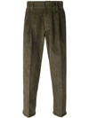 PT01 PT01 CORDUROY CROPPED TROUSERS - GREEN