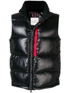 MONCLER MONCLER CONTRAST STRIPE PADDED GILET - BLACK