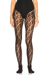 FENDI FENDI LOGO PRINT NYLON TIGHTS IN BLACK