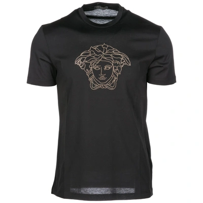 Versace Men's Short Sleeve T-shirt Crew Neckline Jumper In Black