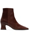 BY FAR BY FAR NAOMI 60 LIZARD ANKLE BOOTS - BROWN