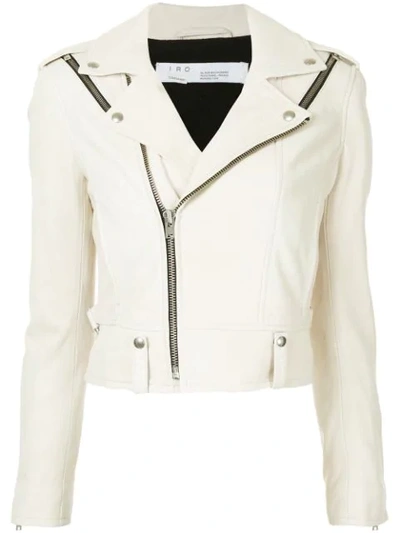 Iro Ozark Zip-front Semi-fitted Lamb Jacket In White