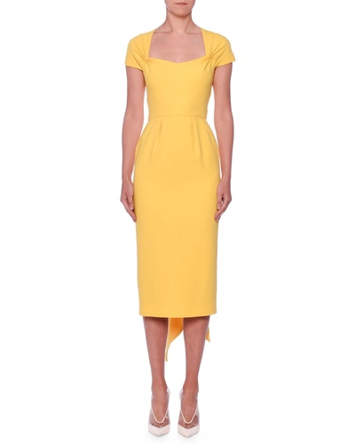 Stella Mccartney Amal Stretch Cady Cap Sleeve Dress In Yellow