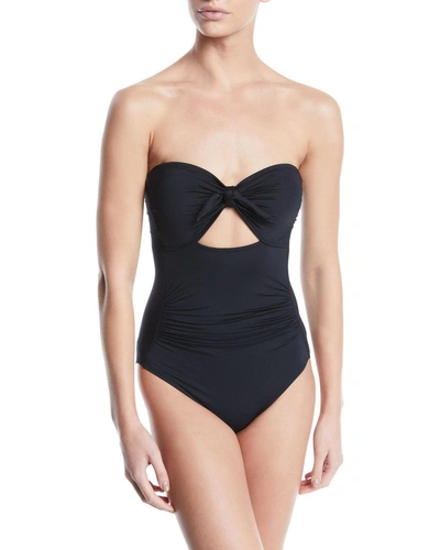 Carmen Marc Valvo Bandeau Keyhole One-piece Swimsuit Women's Swimsuit In Black