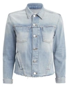L Agence Janelle Slim-fit Raw-edge Denim Jacket In Denim-lt