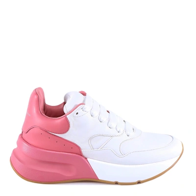 Alexander Mcqueen Leather Sneakers In Optic White/flamingo Pink