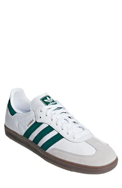Adidas Originals Samba Og Leather Sneakers In White And Green
