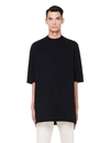 RICK OWENS DRKSHDW BLACK COTTON FLEECE T-SHIRT,DU18F7274/black