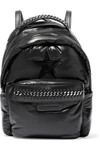 STELLA MCCARTNEY STELLA MCCARTNEY WOMAN FALABELLA MINI GO STAR CHAIN-TRIMMED SHELL BACKPACK BLACK,3074457345619459250