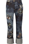 VALENTINO VALENTINO WOMAN MID-RISE CROPPED APPLIQUÉD STRAIGHT-LEG JEANS MID DENIM,3074457345617460090