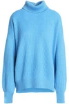 BRUNELLO CUCINELLI WOMAN RIBBED CASHMERE TURTLENECK SWEATER LIGHT BLUE,GB 1016843419902289