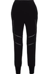 STELLA MCCARTNEY OPEN KNIT-TRIMMED CREPE TRACK PANTS,3074457345619511182