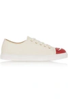 CHARLOTTE OLYMPIA CHARLOTTE OLYMPIA WOMAN KISS ME APPLIQUÉD LEATHER SNEAKERS OFF-WHITE,3074457345619088136