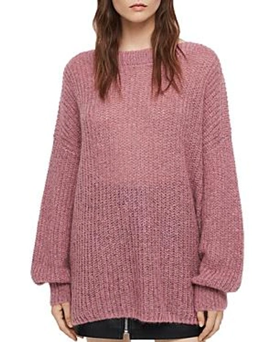 Allsaints Renne Oversized Sweater In Pink Twist