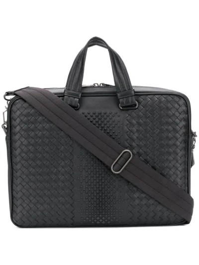 Bottega Veneta - Intrecciato Leather Studded Briefcase - Mens - Black