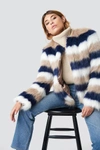 NA-KD Striped Faux Fur Jacket Multicolour