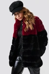 NA-KD Long Puff Faux Fur Jacket Black