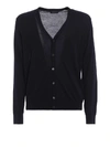 Prada Virgin Wool V Neck Cardigan In Svf Blu