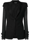 ANN DEMEULEMEESTER ANN DEMEULEMEESTER CONTRAST SLEEVE FITTED JACKET - BLACK