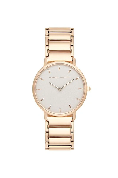 Rebecca Minkoff Women's Major Rose Gold-tone Stainless Steel Bracelet Watch 35mm In Grey