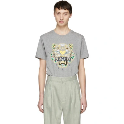Kenzo Dragon Tiger Graphic T-shirt In Gris Fonce|grigio