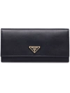 Prada Logo Plaque Wallet In Black