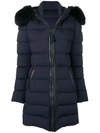 Mackage Calla Fur-trim Hooded Puffer Coat In Blue