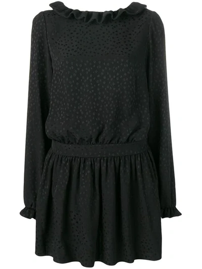 Saint Laurent Long-sleeved Silk Minidress In Black