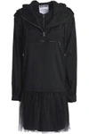 MOSCHINO LAYERED TULLE AND SHELLE HOODED MINI DRESS,3074457345619531220