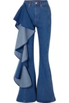 SOLACE LONDON TRUMPET RUFFLED HIGH-RISE WIDE-LEG JEANS