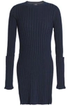 JOSEPH WOMAN ZIP-DETAILED RIBBED MERINO WOOL SWEATER NAVY,GB 4146401444631426