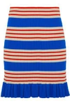 ALICE MCCALL ALICE MCCALL WOMAN YOU LOOK GOOD METALLIC STRIPED RIBBED-KNIT MINI SKIRT BRIGHT BLUE,3074457345619533750