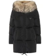 PRADA FUR-TRIMMED QUILTED DOWN JACKET,P00335840