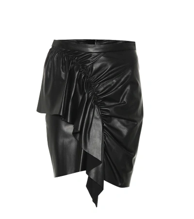 Isabel Marant Nela Ruffled Leather Mini Skirt In Black