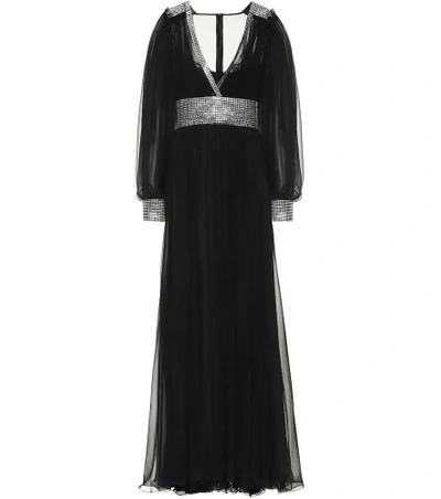 Dolce & Gabbana Embellished Silk-chiffon Gown In Black