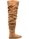 Y/project Y / Project Brown X Ugg Thigh High Slouch Fit Sheepskin Boots In Brown