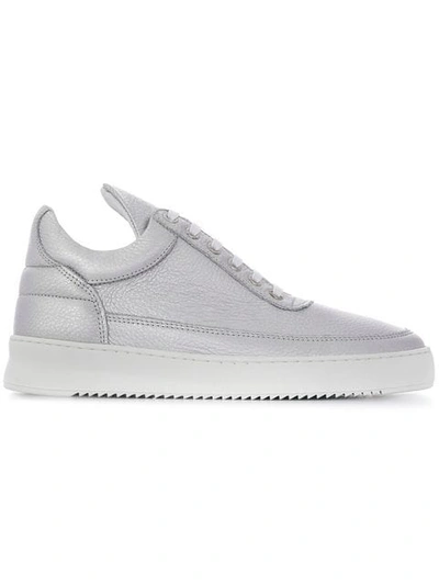 Filling Pieces Silver Leather Trainers In White