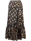 ULLA JOHNSON PRINTED ASYMMETRIC MIDI SKIRT