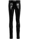 HAIDER ACKERMANN STRETCH PATENT LEATHER-COATED COTTON LEGGINGS