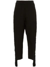 BY WALID SALLY EMBELLISHED LEG LINEN TROUSERS