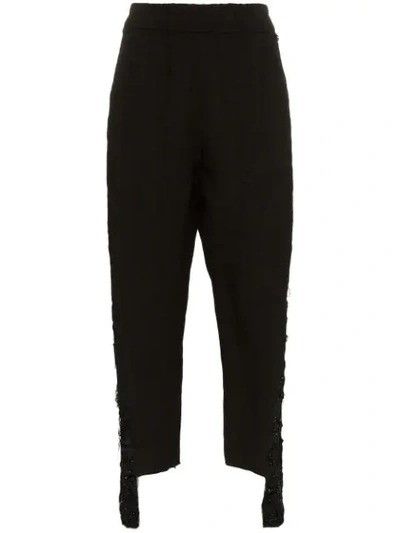 By Walid Sally Embellished Leg Linen Trousers In Black