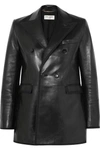 SAINT LAURENT GROSGRAIN-TRIMMED LEATHER BLAZER